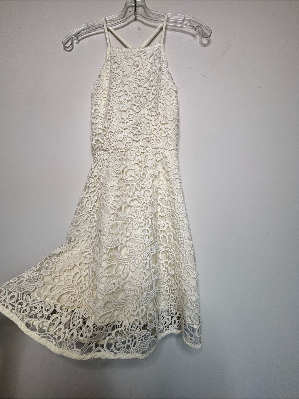 Kendal & Kylie Ether Cream Lace Dress Strappy Coquette Lined Side Zip M1 Small